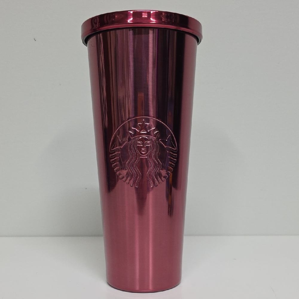 Starbucks Stainless, Steel Berry Pink Metallic, Cold Cup Tumbler 24oz *READ*